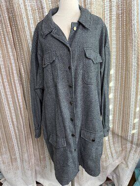 ASOS DESIGN Curve Houndstooth Oversized Shacket Coat Wool Blend Plus Size 18